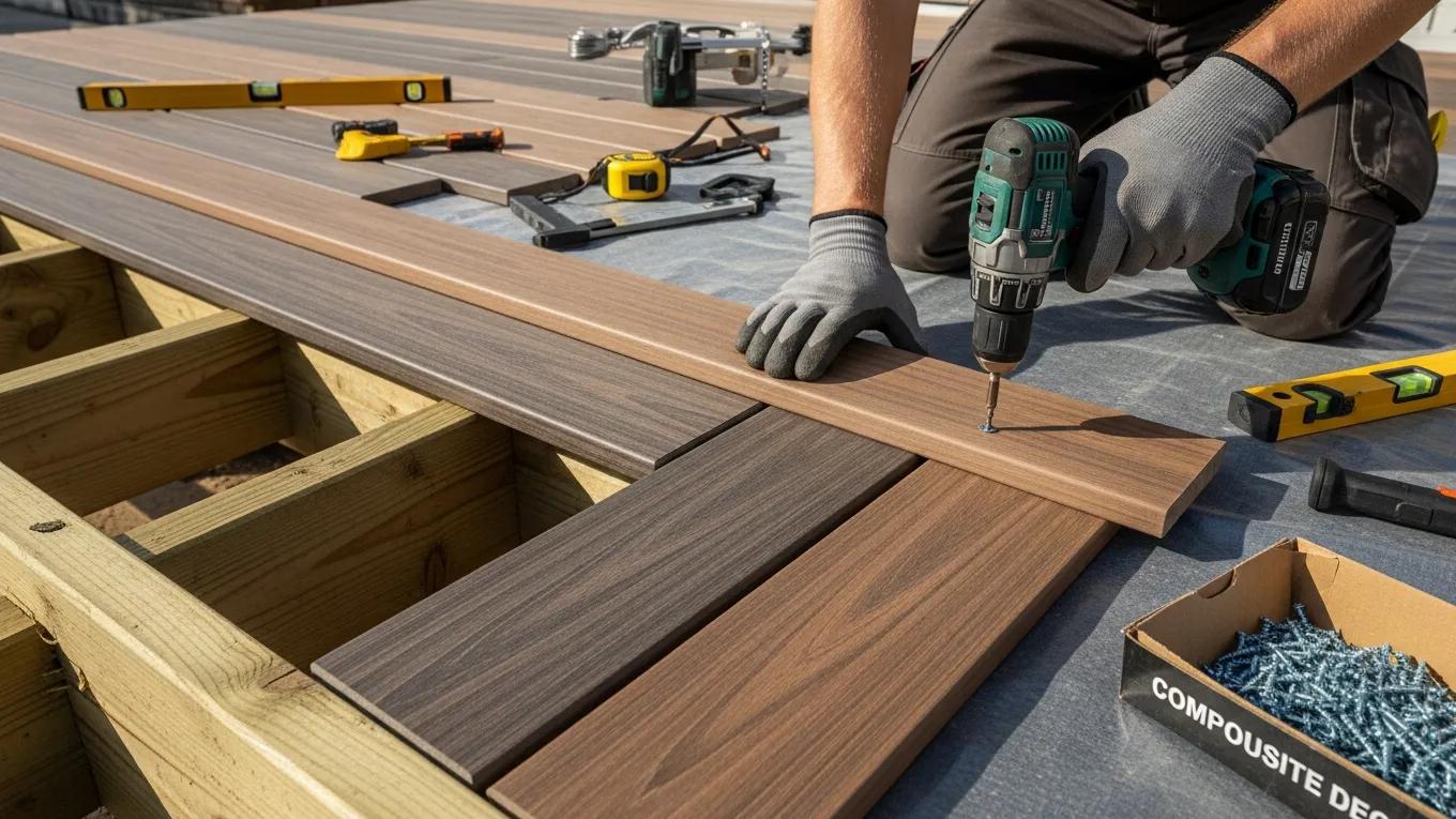 Composite deck installation in Louisville KY with low-maintenance deck boards