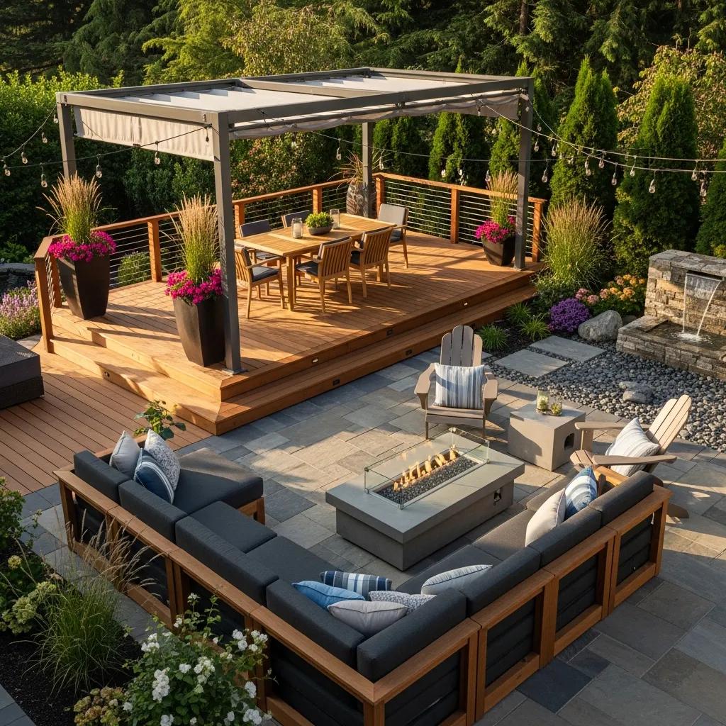 Custom outdoor deck overlooking a residential neighborhood in Louisville, Kentucky